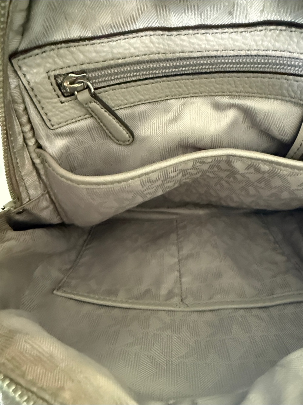 Michael Kors Grey Pebbled Leather Backpack with Stud Trim - Picture 7 of 11